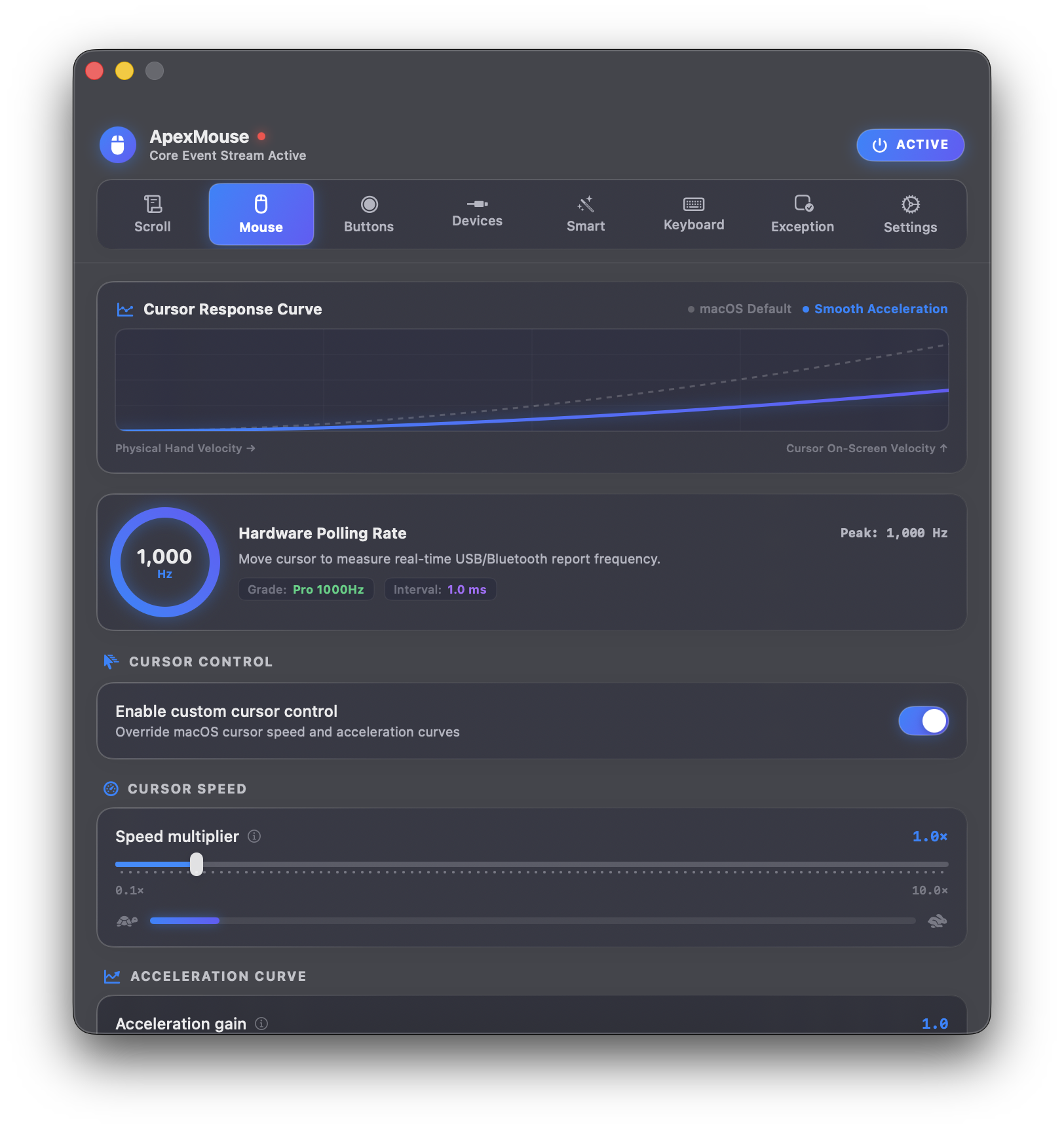 Cursor Speed and Acceleration Settings
