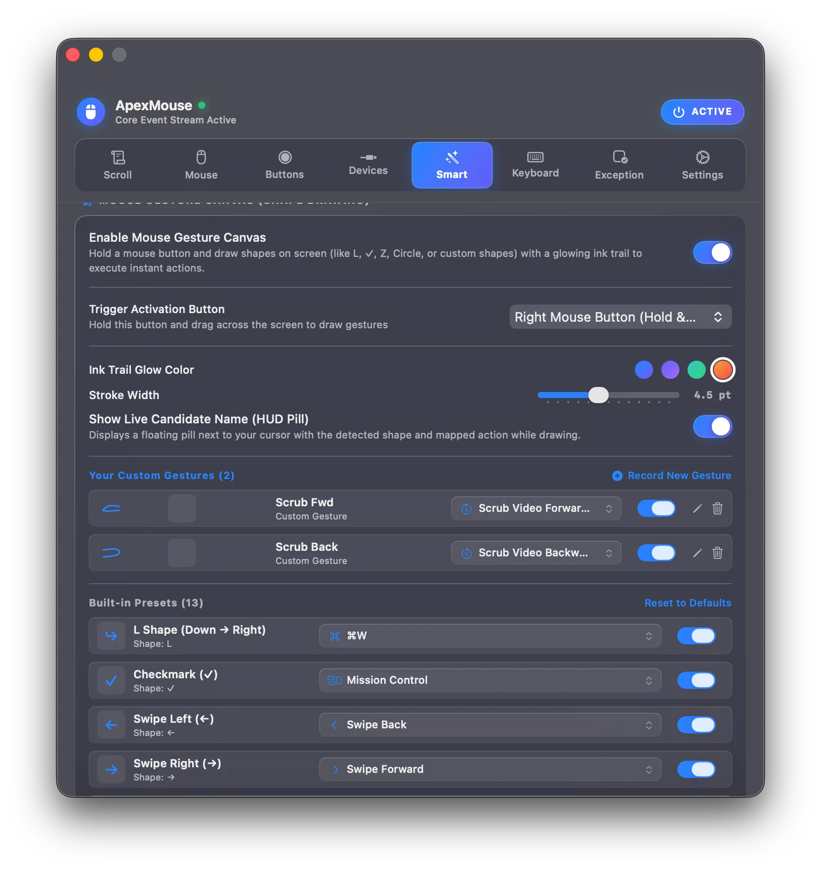 Mouse Gesture Canvas & Stroke Recognition